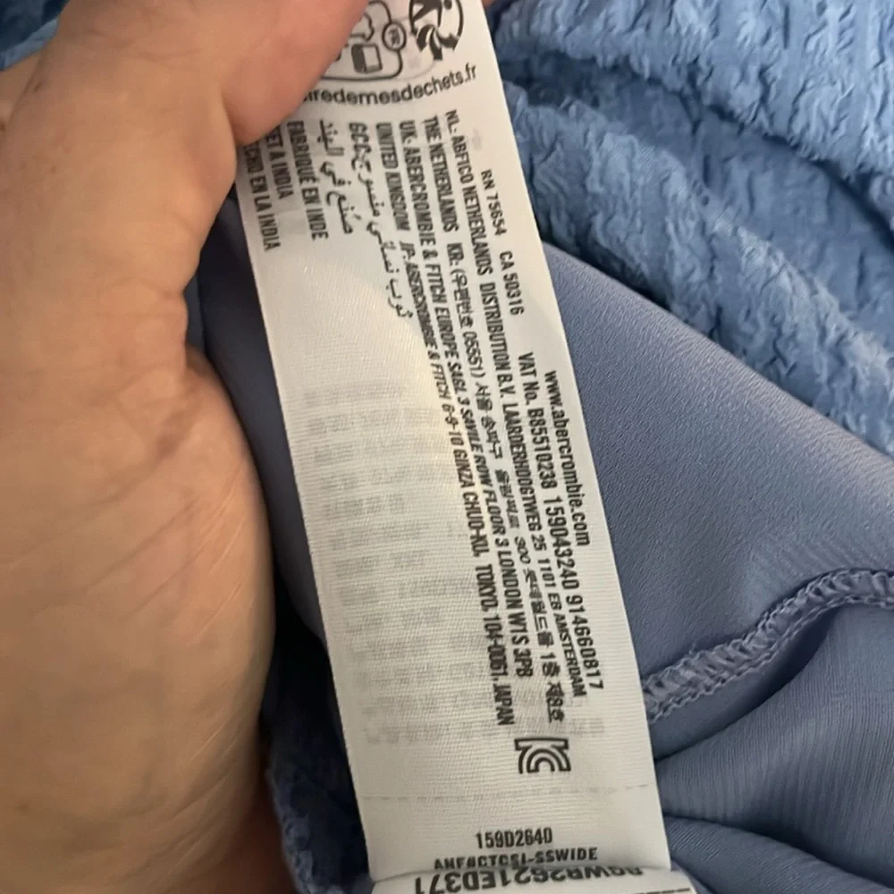 Abercrombie & Fitch Blue Puff off the shoulder Sleeve Midi Dress Emerson Poplin - Picture 3 of 5